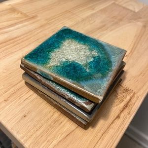 Turquoise Anthropologie Coasters (4)